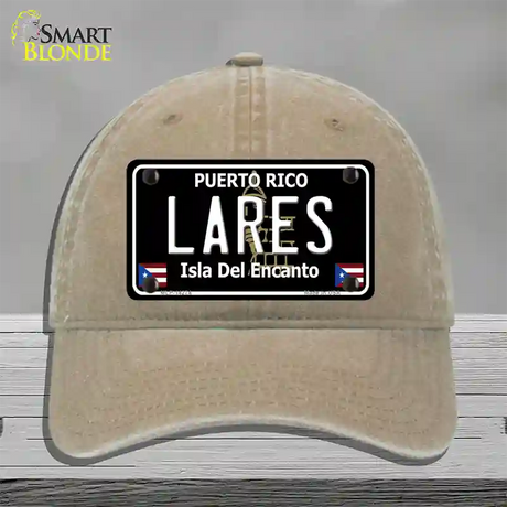 Lares Puerto Rico Black Novelty License Plate Hat Unconstructed Cotton / Khaki