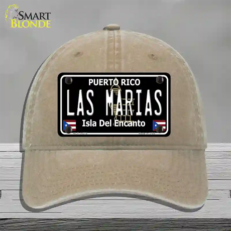 Las Marias Puerto Rico Black Novelty License Plate Hat Unconstructed Cotton / Khaki