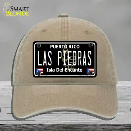 Las Piedras Puerto Rico Black Novelty License Plate Hat Unconstructed Cotton / Khaki