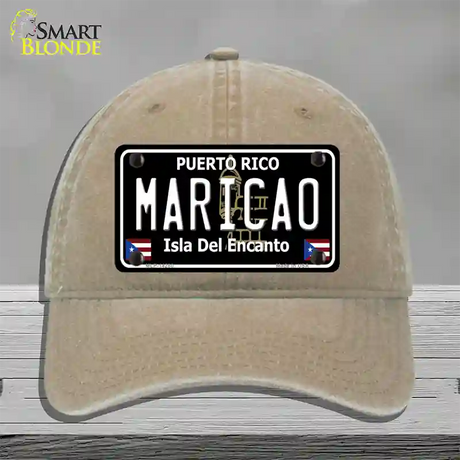 Maricao Puerto Rico Black Novelty License Plate Hat Unconstructed Cotton / Khaki