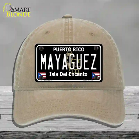 Mayaguez Puerto Rico Black Novelty License Plate Hat Unconstructed Cotton / Khaki