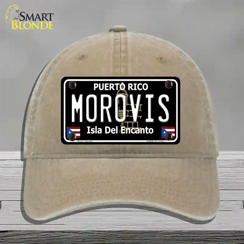 Morovis Puerto Rico Black Novelty License Plate Hat Unconstructed Cotton / Khaki