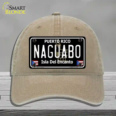 Naguabo Puerto Rico Black Novelty License Plate Hat Unconstructed Cotton / Khaki