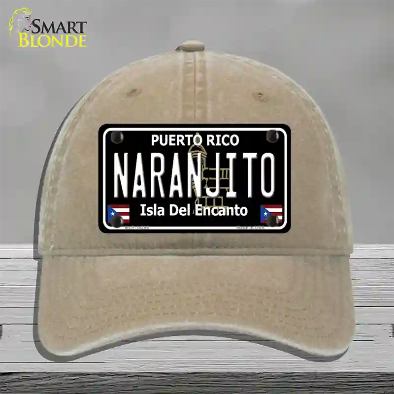 Naranjito Puerto Rico Black Novelty License Plate Hat Unconstructed Cotton / Khaki