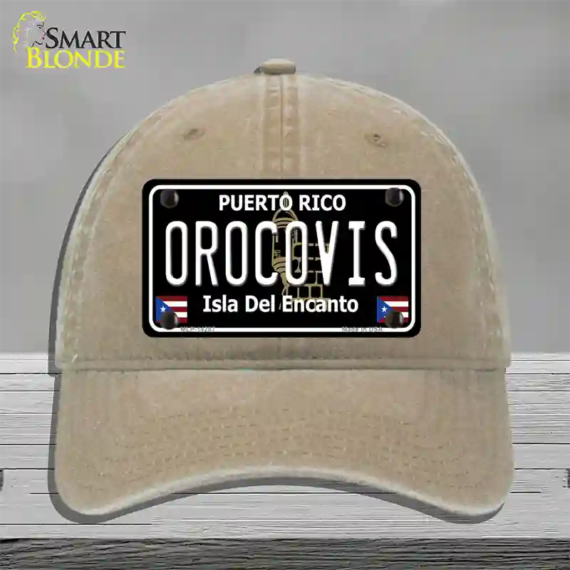 Orocovis Puerto Rico Black Novelty License Plate Hat Unconstructed Cotton / Khaki