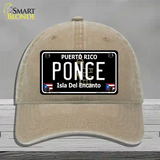 Ponce Puerto Rico Black Novelty License Plate Hat Unconstructed Cotton / Khaki