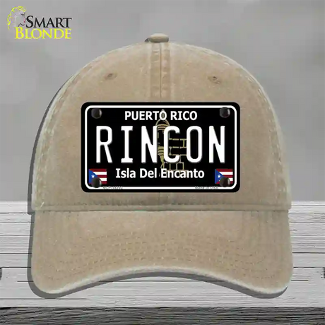 Rincon Puerto Rico Black Novelty License Plate Hat Unconstructed Cotton / Khaki