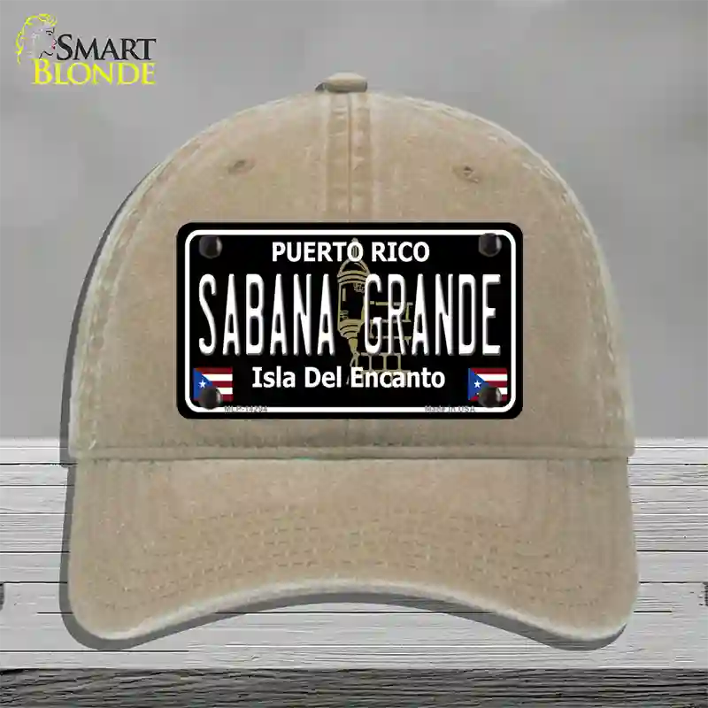 Sabana Grande Puerto Rico Black Novelty License Plate Hat Unconstructed Cotton / Khaki