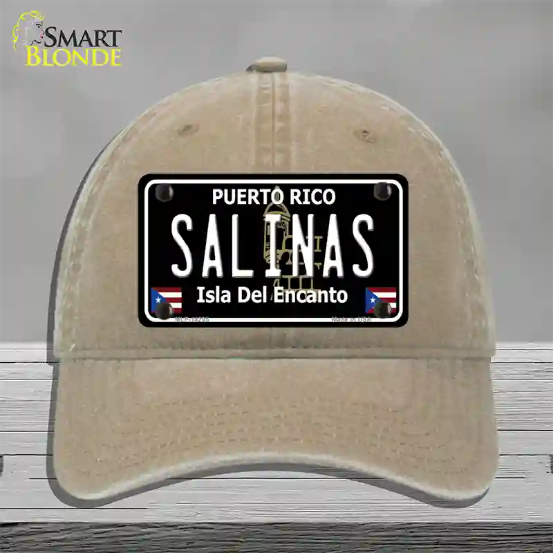 Salinas Puerto Rico Black Novelty License Plate Hat Unconstructed Cotton / Khaki