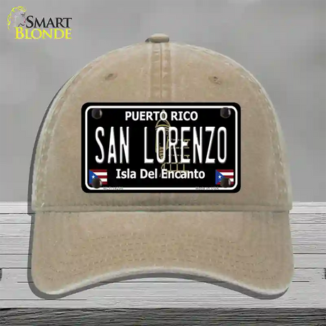 San Lorenzo Puerto Rico Black Novelty License Plate Hat Unconstructed Cotton / Khaki