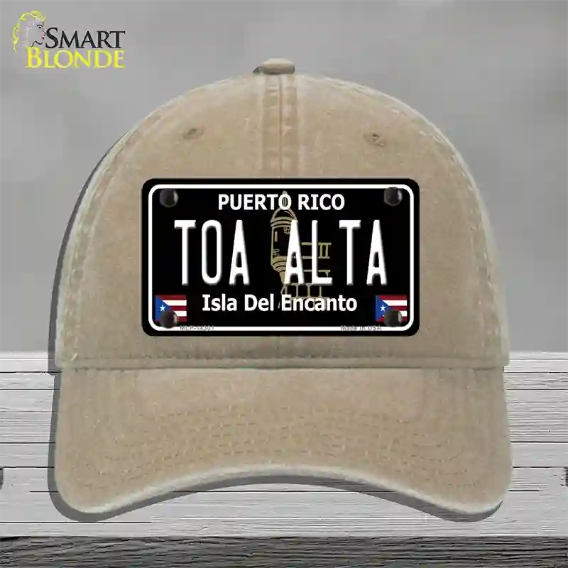 Toa Alta Puerto Rico Black Novelty License Plate Hat Unconstructed Cotton / Khaki