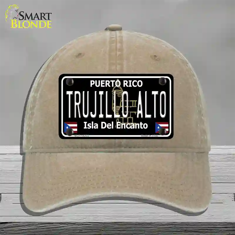 Trujillo Alto Puerto Rico Black Novelty License Plate Hat Unconstructed Cotton / Khaki