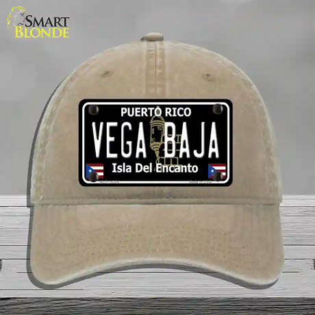 Vega Baja Puerto Rico Black Novelty License Plate Hat Unconstructed Cotton / Khaki