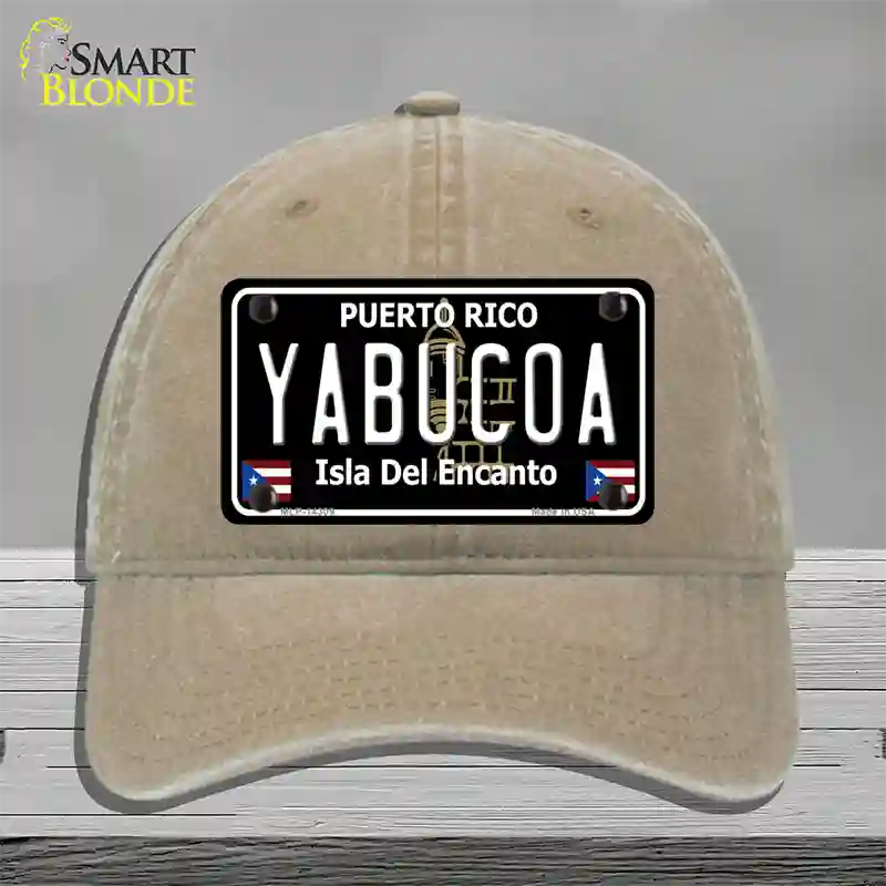 Yabucoa Puerto Rico Black Novelty License Plate Hat Unconstructed Cotton / Khaki