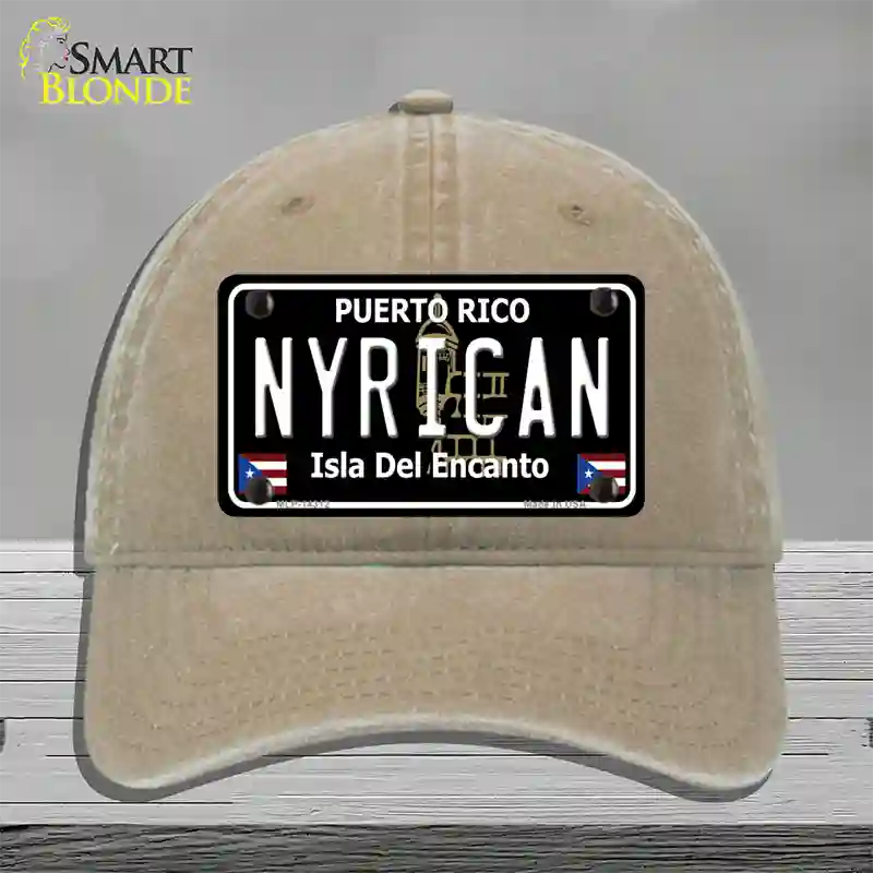 Nyrican Puerto Rico Black Novelty License Plate Hat Unconstructed Cotton / Khaki