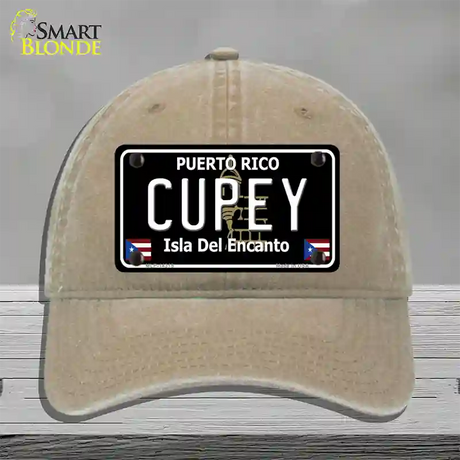 Cupey Puerto Rico Black Novelty License Plate Hat Unconstructed Cotton / Khaki