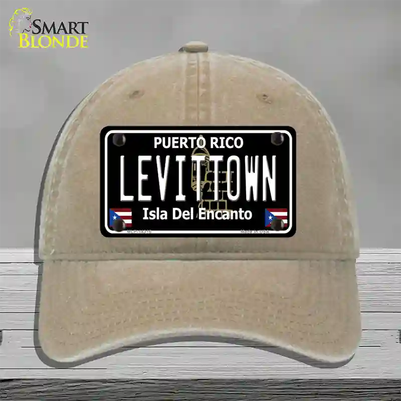 Levittown Puerto Rico Black Novelty License Plate Hat Unconstructed Cotton / Khaki