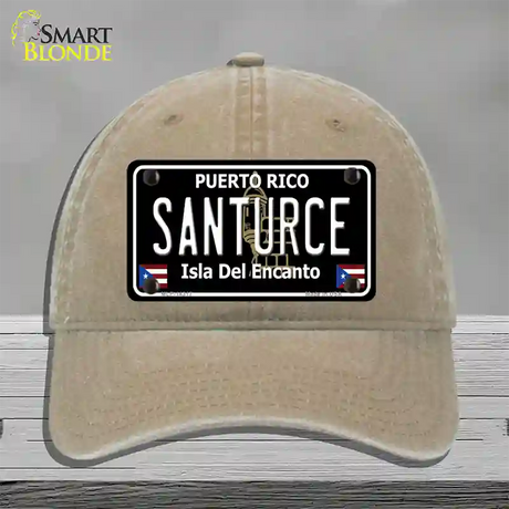 Santurce Puerto Rico Black Novelty License Plate Hat Unconstructed Cotton / Khaki