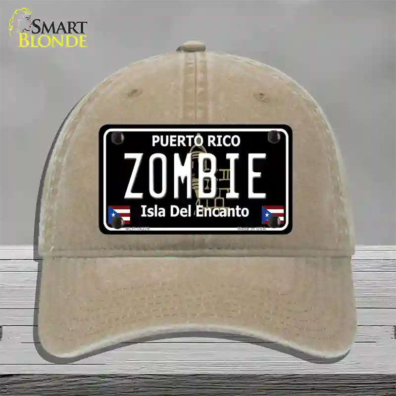 Zombie Puerto Rico Black Novelty License Plate Hat Unconstructed Cotton / Khaki