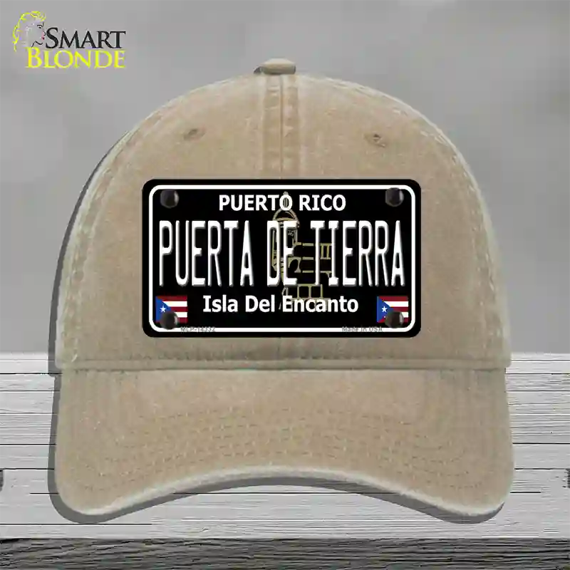 Puerta De Tierra Puerto Rico Black Novelty License Plate Hat Unconstructed Cotton / Khaki