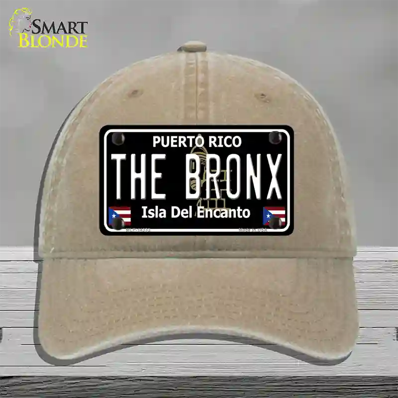 The Bronx Puerto Rico Black Novelty License Plate Hat Unconstructed Cotton / Khaki