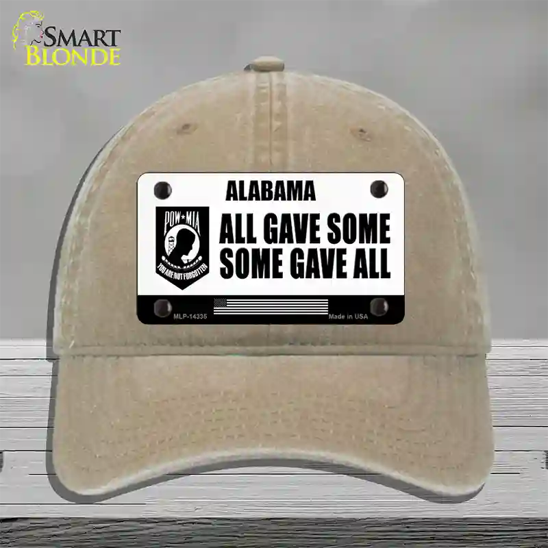 Alabama POW MIA Some Gave All Novelty License Plate Hat Unconstructed Cotton / Khaki