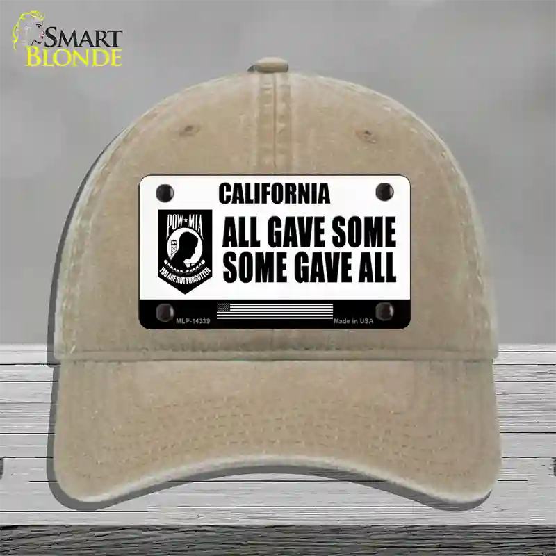 California POW MIA Some Gave All Novelty License Plate Hat Unconstructed Cotton / Khaki