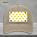 Yellow White Polka Dot Novelty License Plate Hat Unconstructed Cotton / Khaki