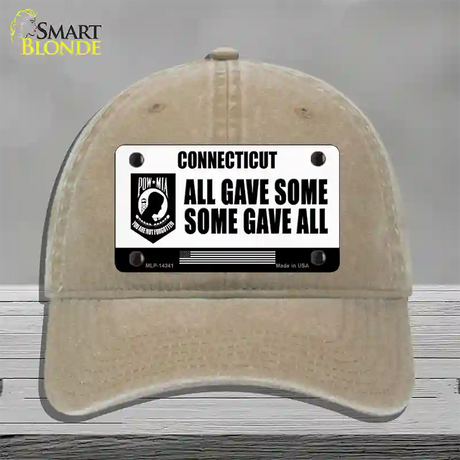 Connecticut POW MIA Some Gave All Novelty License Plate Hat Unconstructed Cotton / Khaki