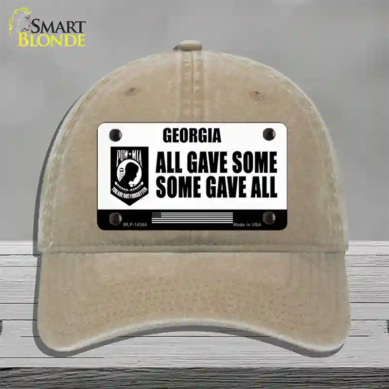 Georgia POW MIA Some Gave All Novelty License Plate Hat Unconstructed Cotton / Khaki