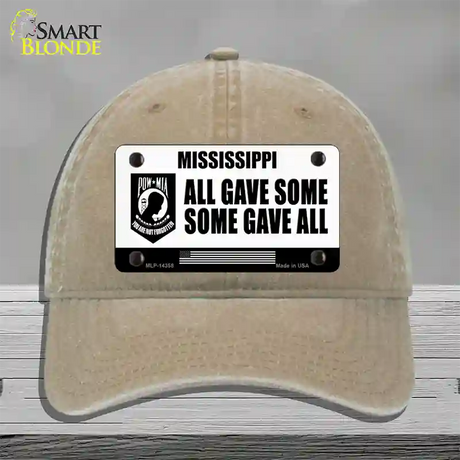 Mississippi POW MIA Some Gave All Novelty License Plate Hat Unconstructed Cotton / Khaki