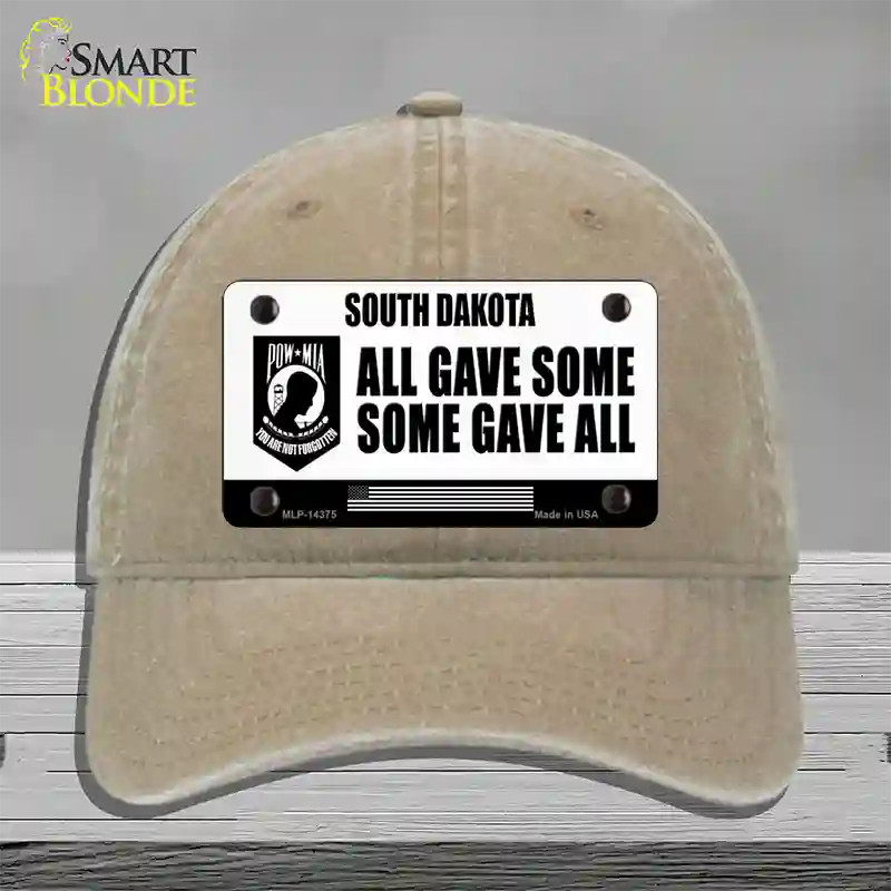 South Dakota POW MIA Some Gave All Novelty License Plate Hat Unconstructed Cotton / Khaki