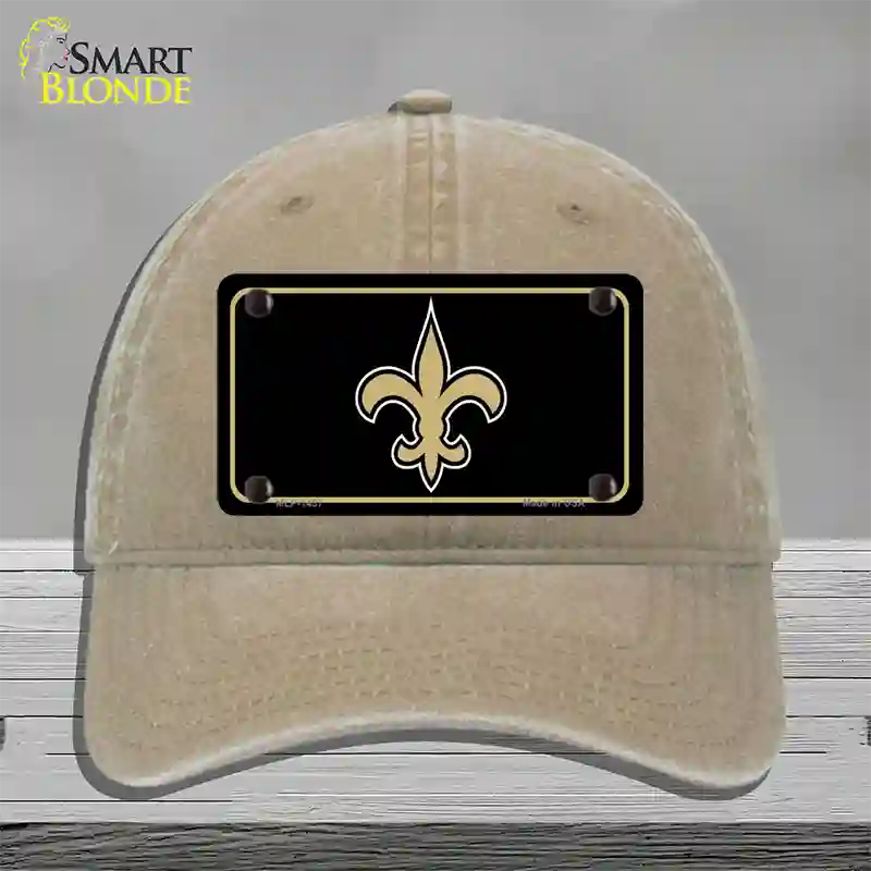 Fleur de lis Novelty License Plate Hat Unconstructed Cotton / Khaki