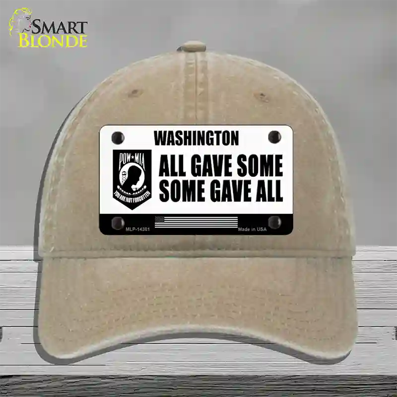 Washington POW MIA Some Gave All Novelty License Plate Hat Unconstructed Cotton / Khaki