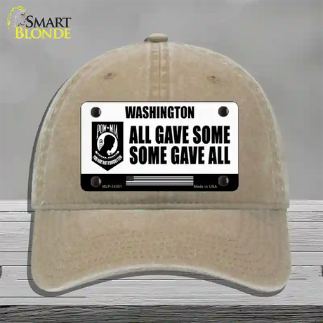 Washington POW MIA Some Gave All Novelty License Plate Hat Unconstructed Cotton / Khaki