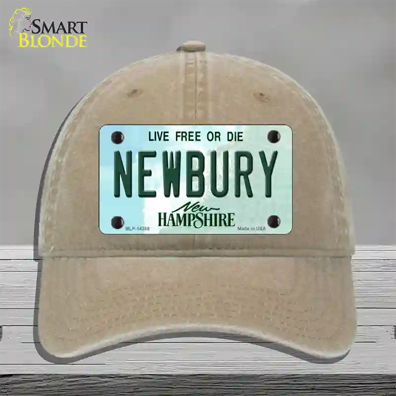 Newbury New Hampshire Novelty License Plate Hat Unconstructed Cotton / Khaki