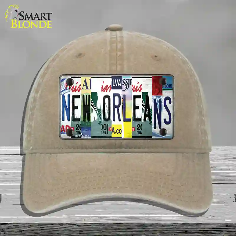 New Orleans License Plate Art Novelty License Plate Hat Unconstructed Cotton / Khaki