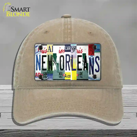 New Orleans License Plate Art Novelty License Plate Hat Unconstructed Cotton / Khaki