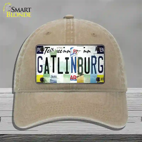 Gatlinburg License Plate Art Novelty License Plate Hat Unconstructed Cotton / Khaki