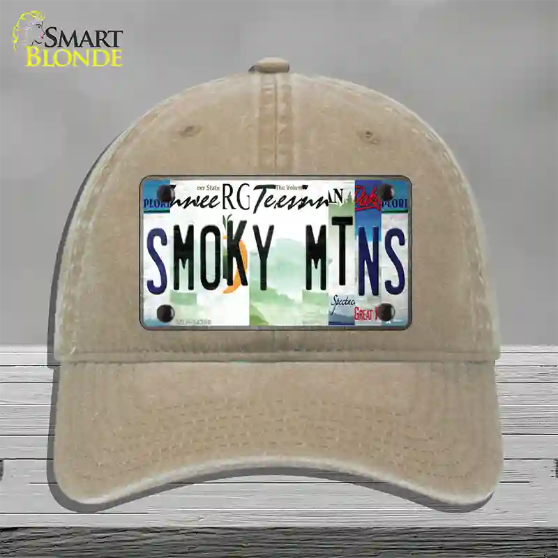 Smoky Mountains License Plate Art Novelty License Plate Hat Unconstructed Cotton / Khaki