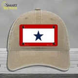 Blue Star One Novelty License Plate Hat Unconstructed Cotton / Khaki