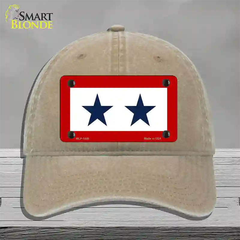 Blue Star Two Novelty License Plate Hat Unconstructed Cotton / Khaki