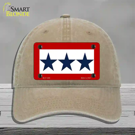 Blue Star Three Novelty License Plate Hat Unconstructed Cotton / Khaki