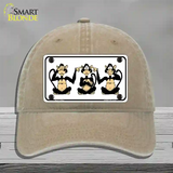 See Hear Speak Monkey Novelty License Plate Hat Unconstructed Cotton / Khaki