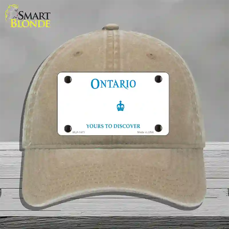 Ontario Canada Novelty License Plate Hat Unconstructed Cotton / Khaki