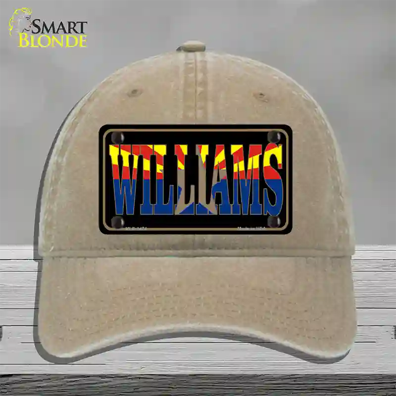 Williams Arizona State Flag Novelty License Plate Hat Unconstructed Cotton / Khaki