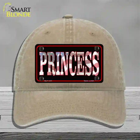 Princess Patriotic Novelty License Plate Hat Unconstructed Cotton / Khaki