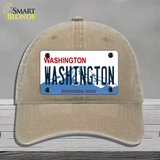 Washington State Novelty License Plate Hat Unconstructed Cotton / Khaki