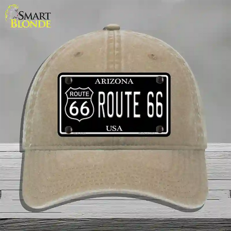 Route 66 Arizona Black Novelty License Plate Hat Unconstructed Cotton / Khaki