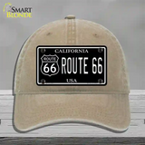 Route 66 California Black Novelty License Plate Hat Unconstructed Cotton / Khaki